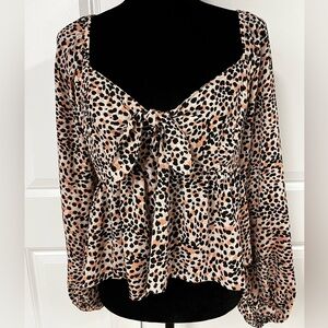 Express Tie Front Peplum Top